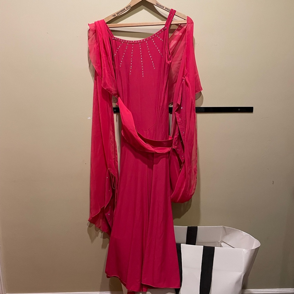 Fuschia Ballroom Dancing Rhinestone Embellished Dress Size MEDIUM